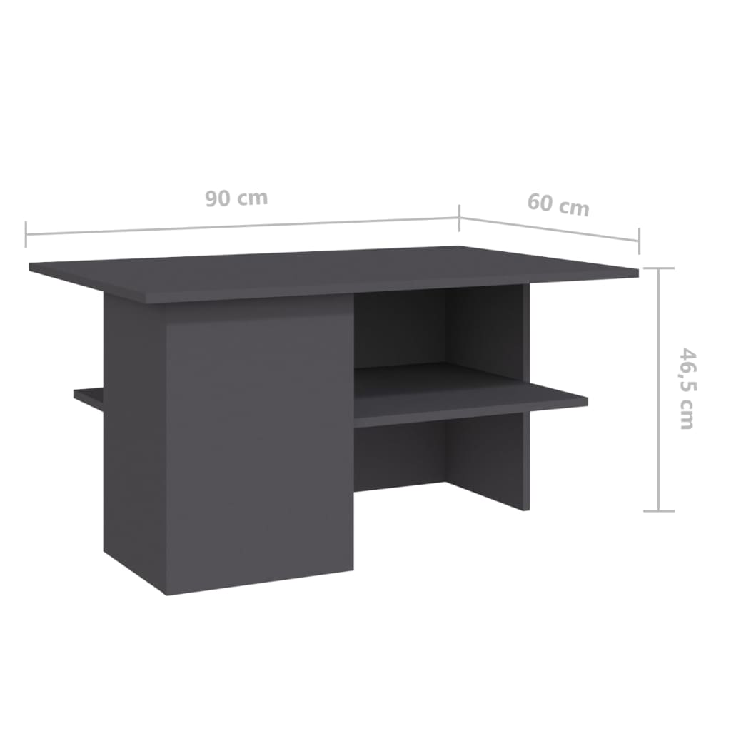 vidaXL Table basse Gris 90x60x46,5 cm Aggloméré