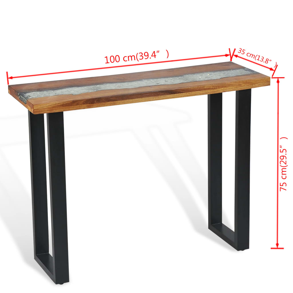 vidaXL Table console Teck 100 x 35 x 75 cm