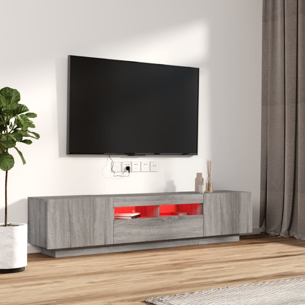 vidaXL Ensemble de meubles TV avec lumières LED 2 pcs Sonoma gris