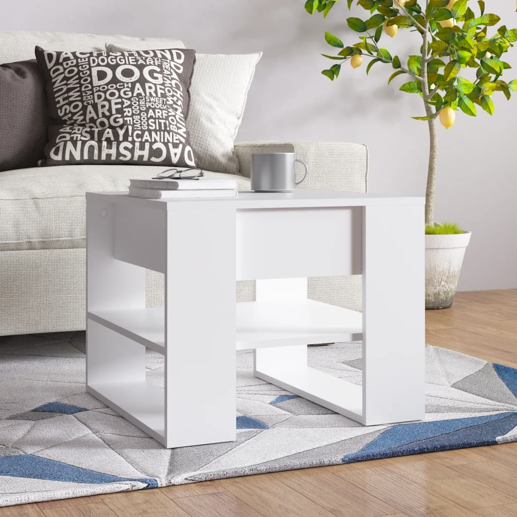 vidaXL Table basse Blanc 55,5x55x45 cm Bois d'ingénierie