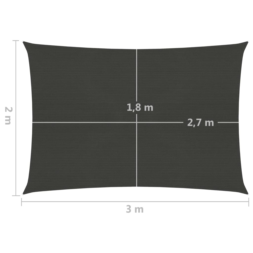 vidaXL Voile d'ombrage 160 g/m² Anthracite 2x3 m PEHD