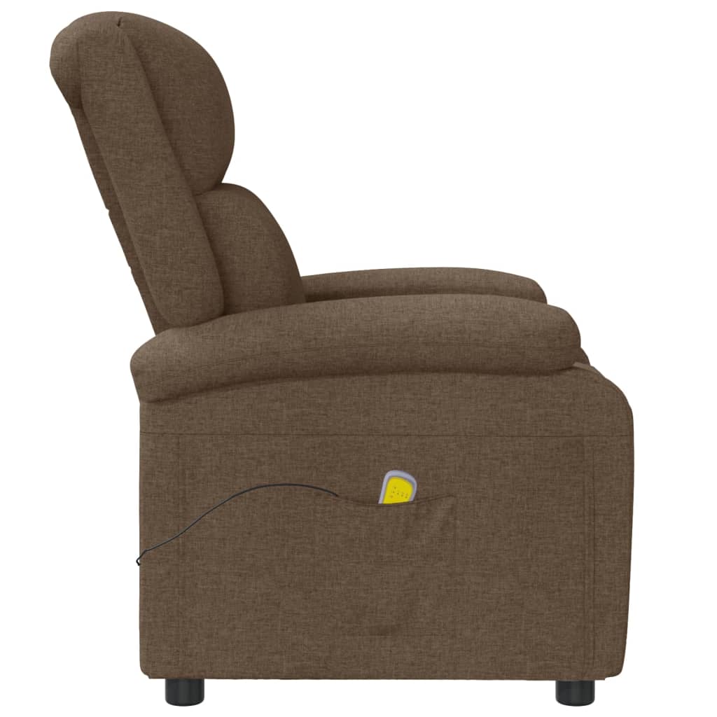 vidaXL Fauteuil inclinable de massage Marron Tissu