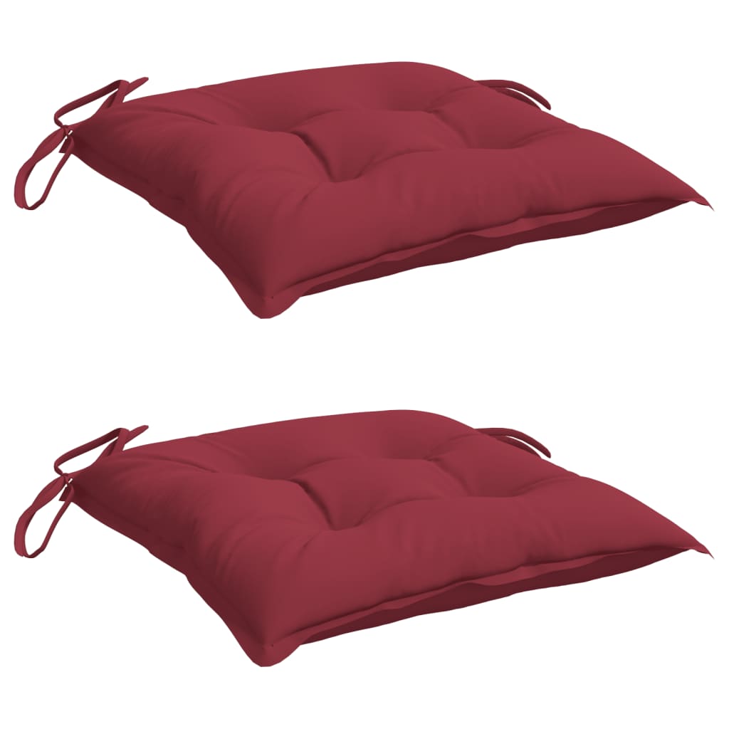 vidaXL Coussins de chaise lot de 2 rouge bordeaux 40x40x7 cm