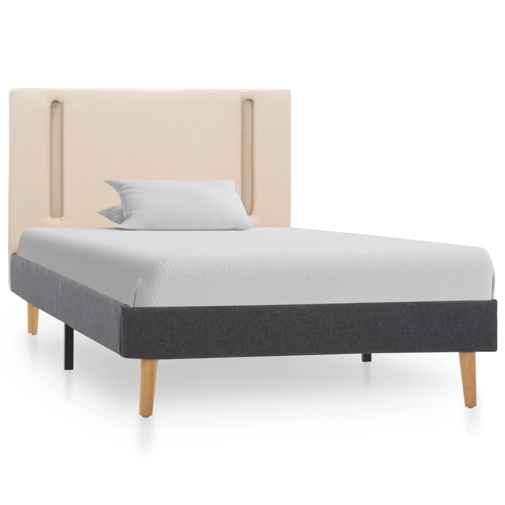 vidaXL Cadre de lit avec LED Crème et gris foncé Tissu 100 x 200 cm