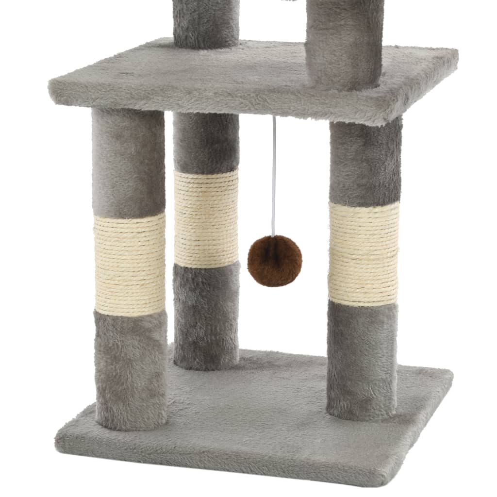 vidaXL Arbre à chat avec griffoirs en sisal 65 cm Gris