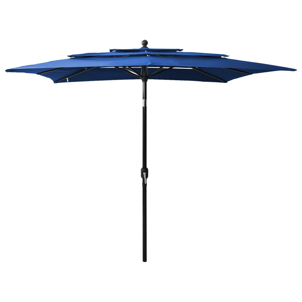 vidaXL Parasol à 3 niveaux avec mât en aluminium Bleu azuré 2,5x2,5 m