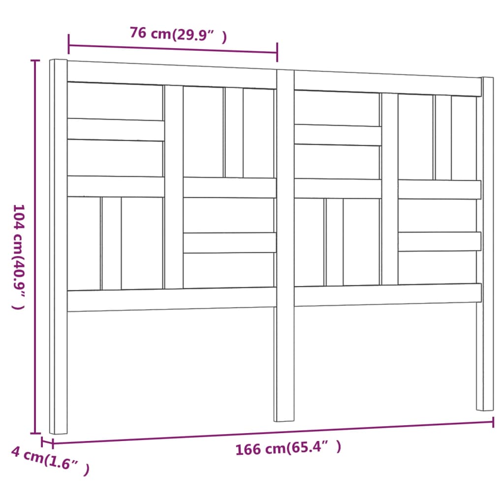 vidaXL Tête de lit 166x4x104 cm Bois massif de pin