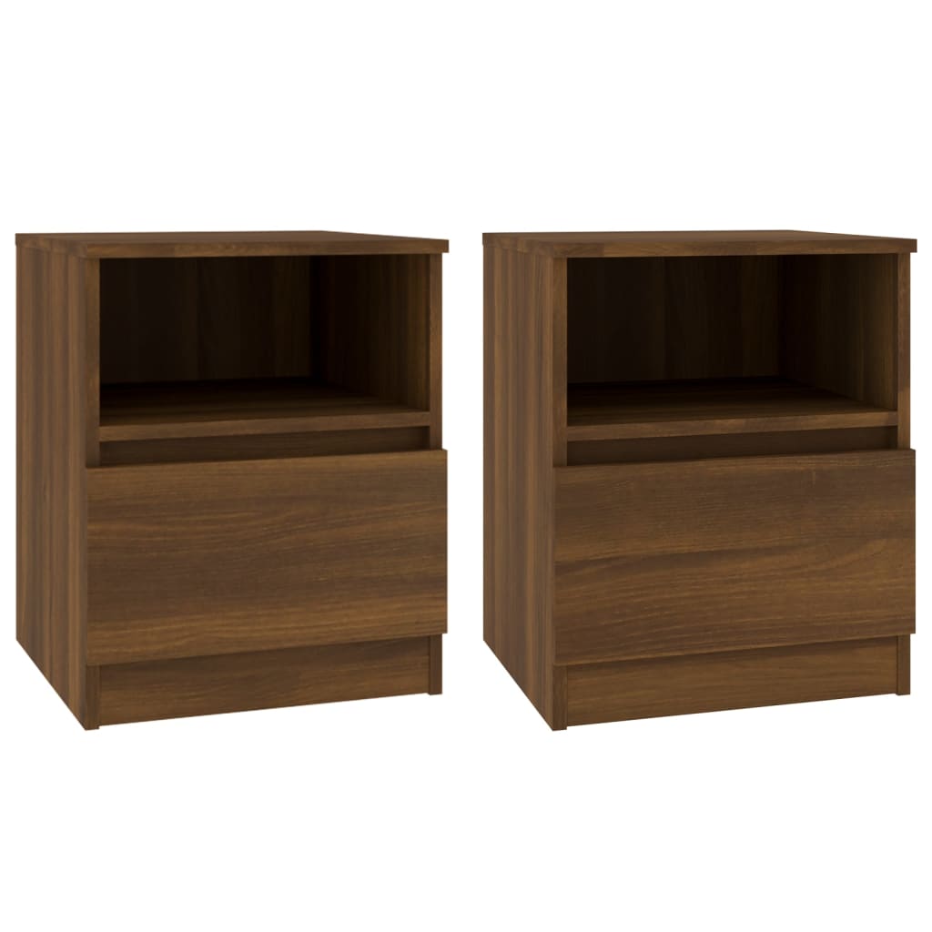 vidaXL Tables de chevet 2pcs Chêne marron 40x40x50cm Bois d'ingénierie
