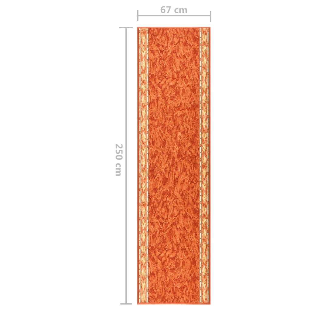vidaXL Tapis de couloir antidérapant Terre cuite 67x250 cm