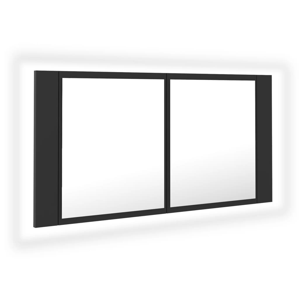 vidaXL Armoire de salle de bain à miroir LED Gris 90x12x45 Acrylique