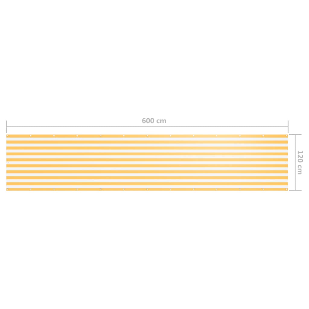 vidaXL Écran de balcon Blanc et jaune 120x600 cm Tissu Oxford