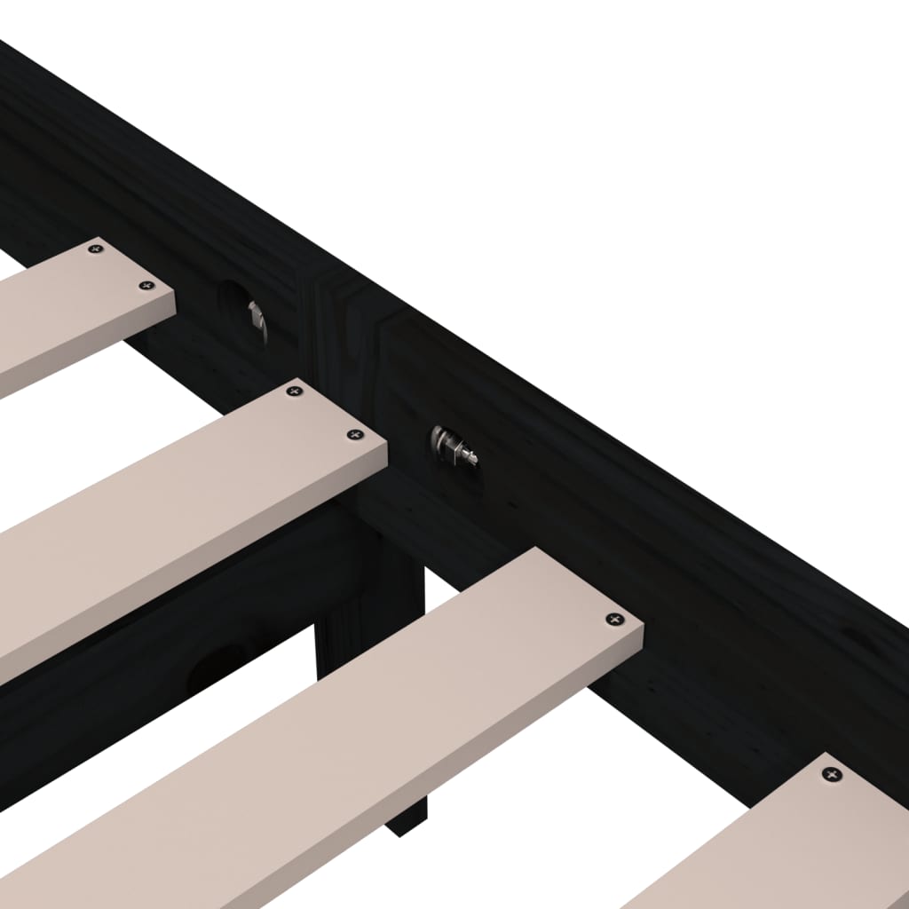 vidaXL Cadre de lit Noir Bois massif 100x200 cm