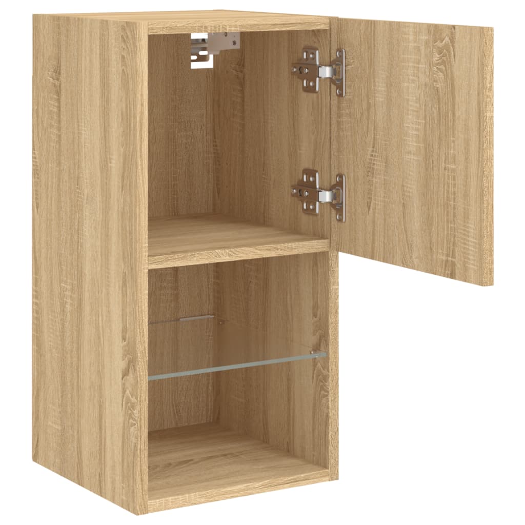 vidaXL Meuble TV avec lumières LED chêne sonoma 30,5x30x60 cm