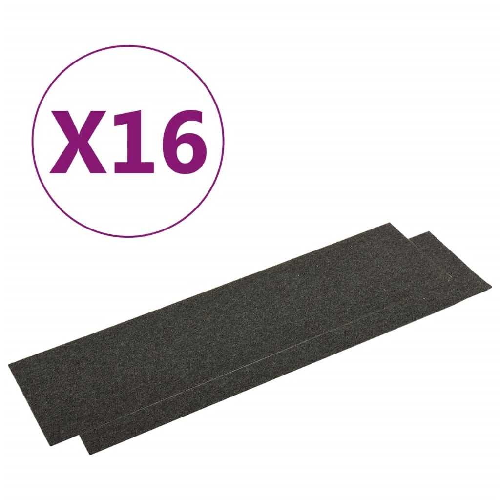 vidaXL Dalles de tapis de sol 16 pcs 4 m² 25x100 cm Anthracite