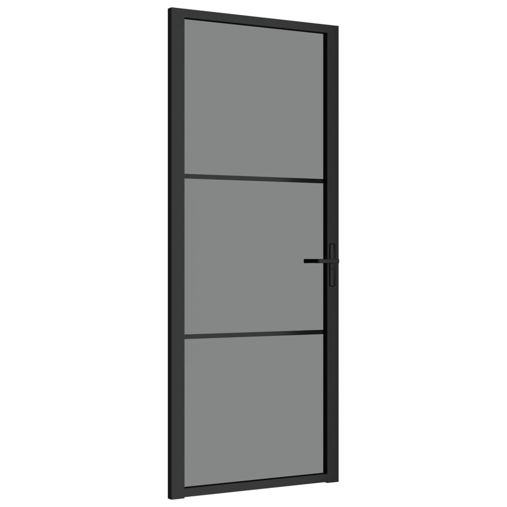 vidaXL Porte intérieure 83x201,5 cm Noir Verre ESG et aluminium