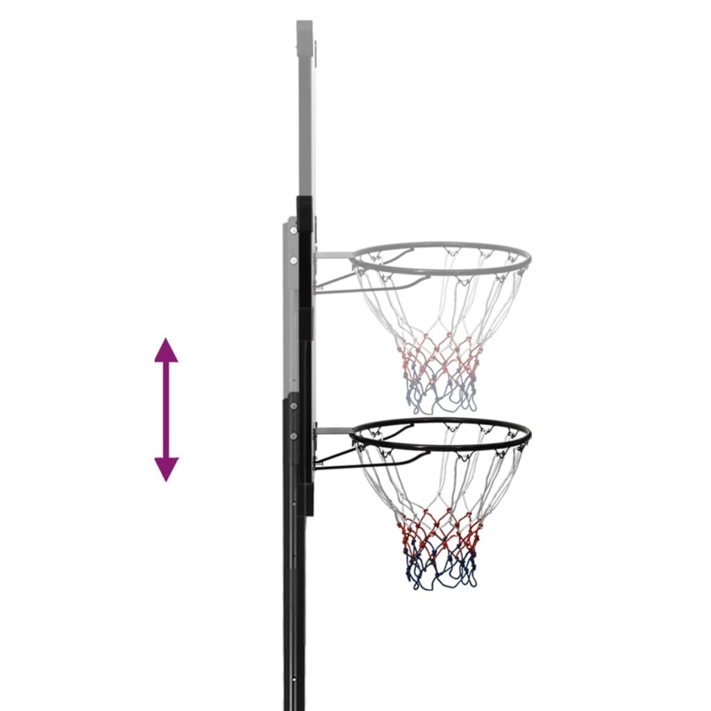vidaXL Support de basket-ball Transparent 256-361 cm Polycarbonate