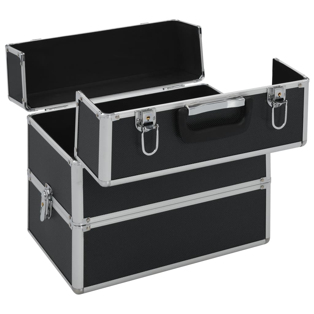 vidaXL Mallette à maquillage 37x24x35 cm Noir Aluminium