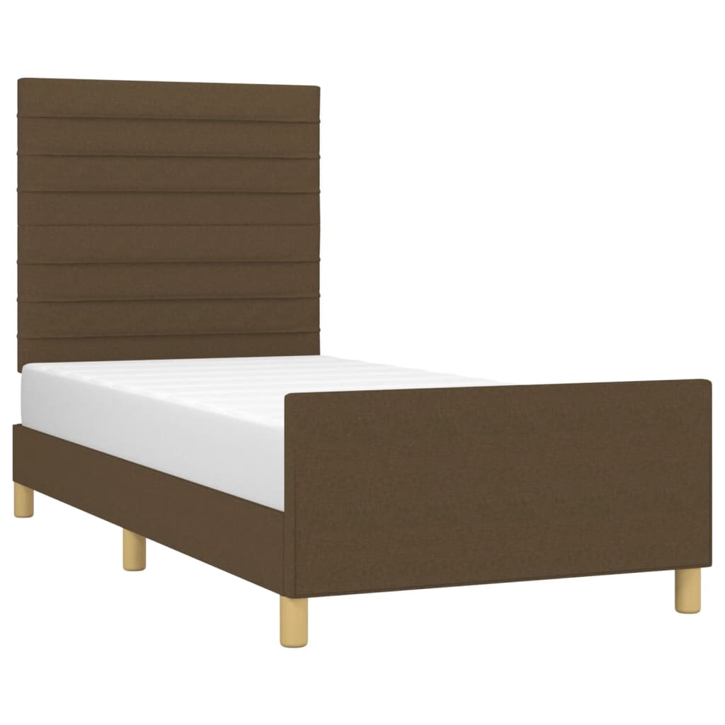 vidaXL Cadre de lit avec tête de lit Marron foncé 90x190 cm Tissu