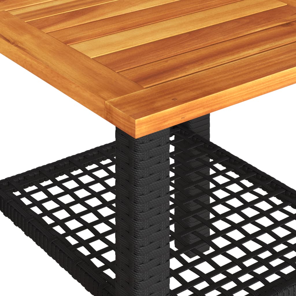 vidaXL Table de jardin noir 40x40x42 cm résine tressée et bois acacia