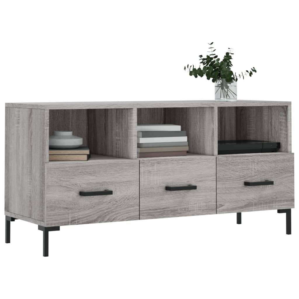 vidaXL Meuble TV sonoma gris 102x36x50 cm bois d'ingénierie