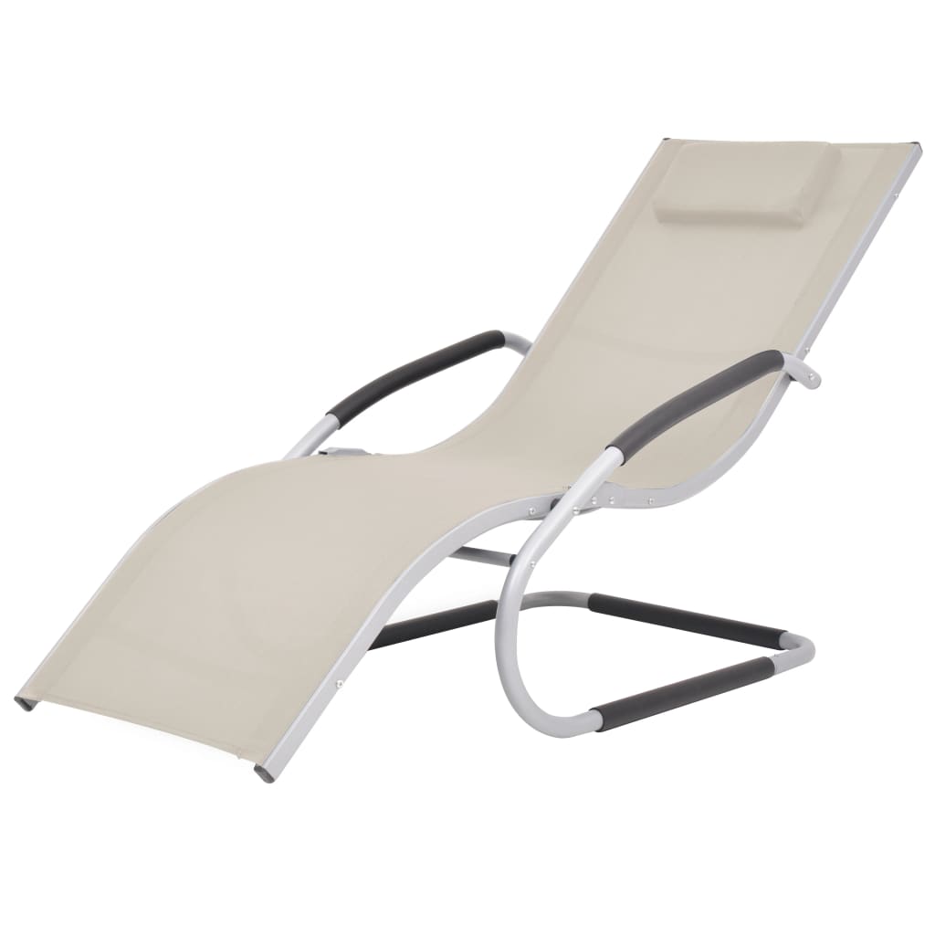 vidaXL Chaise longue avec oreiller Aluminium et textilène Crème