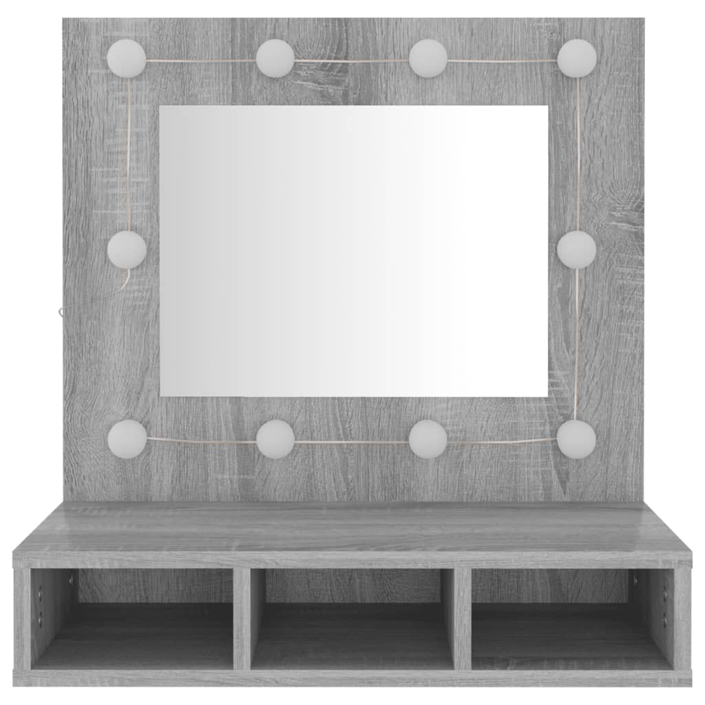 vidaXL Armoire à miroir avec LED Sonoma gris 60x31,5x62 cm