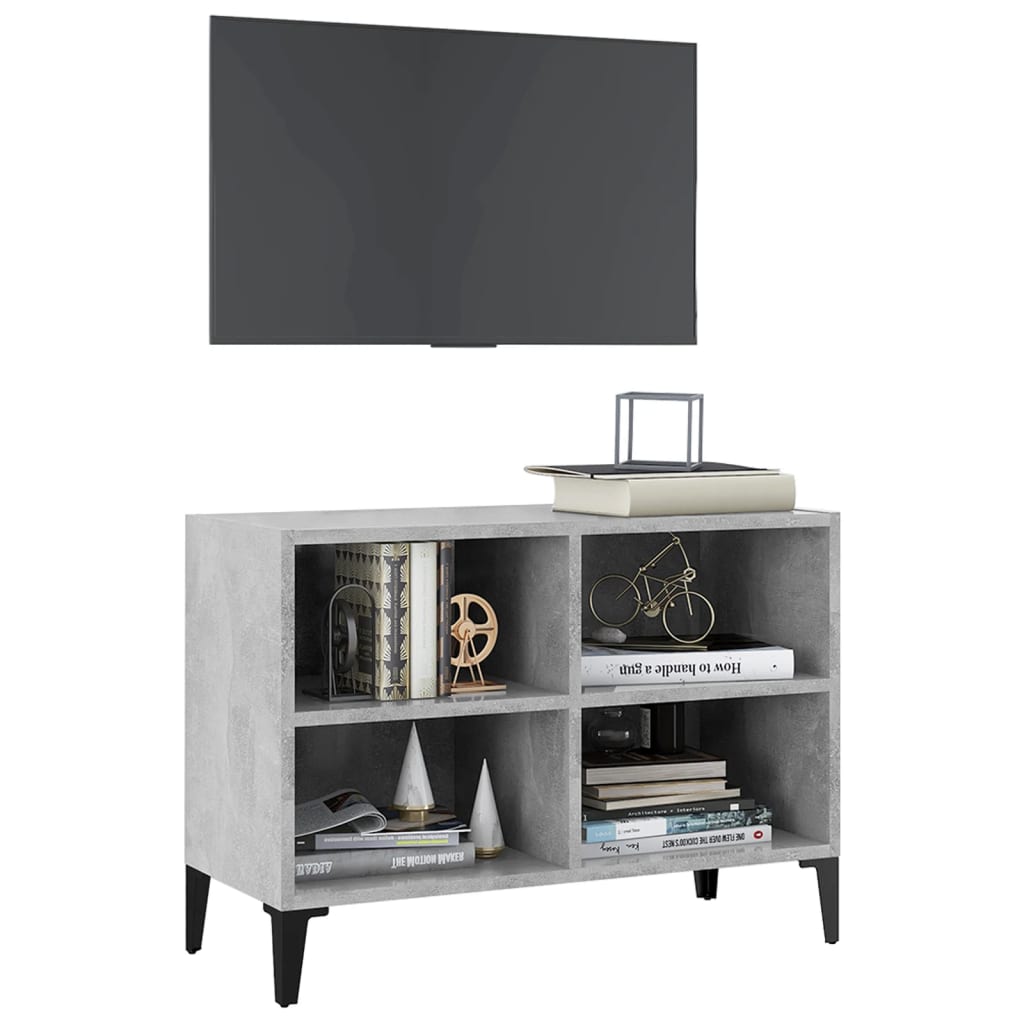 vidaXL Meuble TV avec pieds en métal Gris béton 69,5x30x50 cm