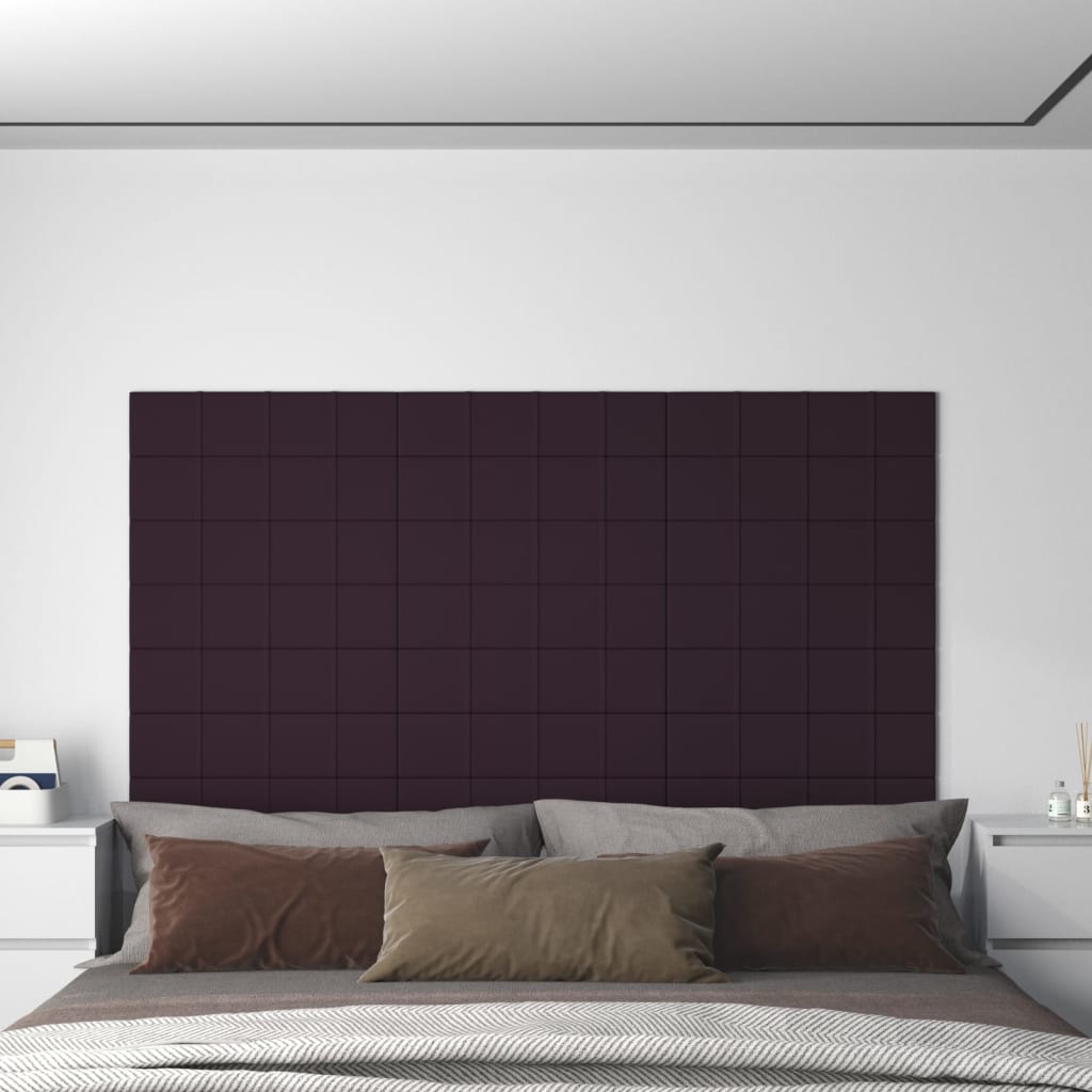 vidaXL Panneaux muraux 12 pcs Violet 60x15 cm Tissu 1,08 m²