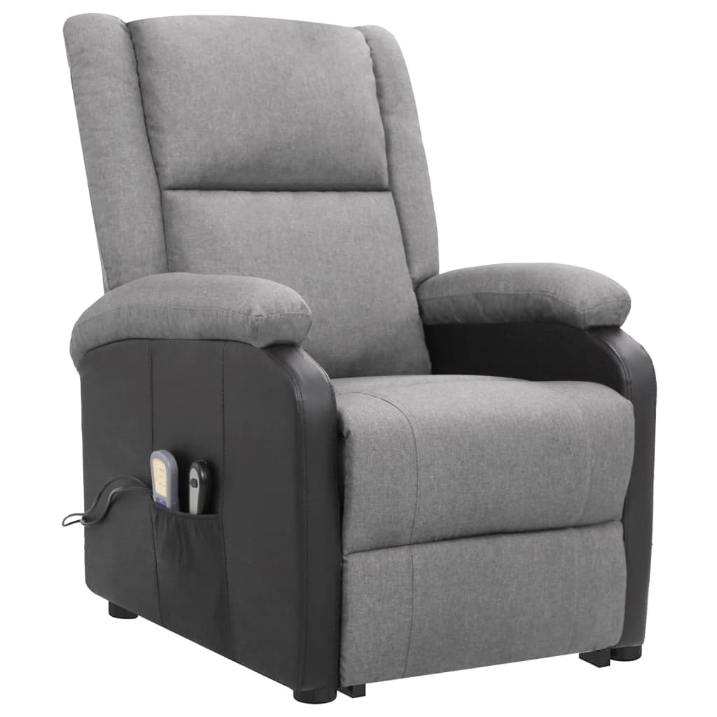vidaXL Fauteuil de massage inclinable Gris clair Tissu