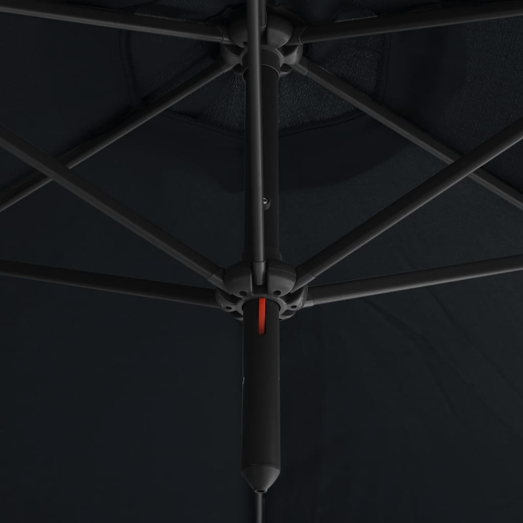vidaXL Parasol double avec mât en acier Noir 600 cm