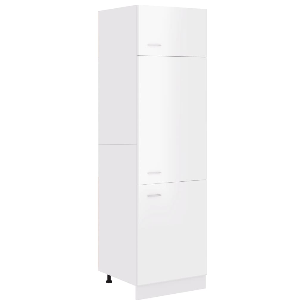 vidaXL Armoire de réfrigérateur Blanc brillant 60x57x207 cm Aggloméré
