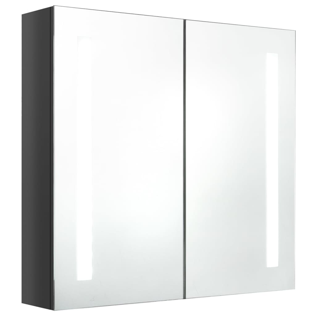 vidaXL Armoire de salle de bain à miroir LED Gris brillant 62x14x60 cm