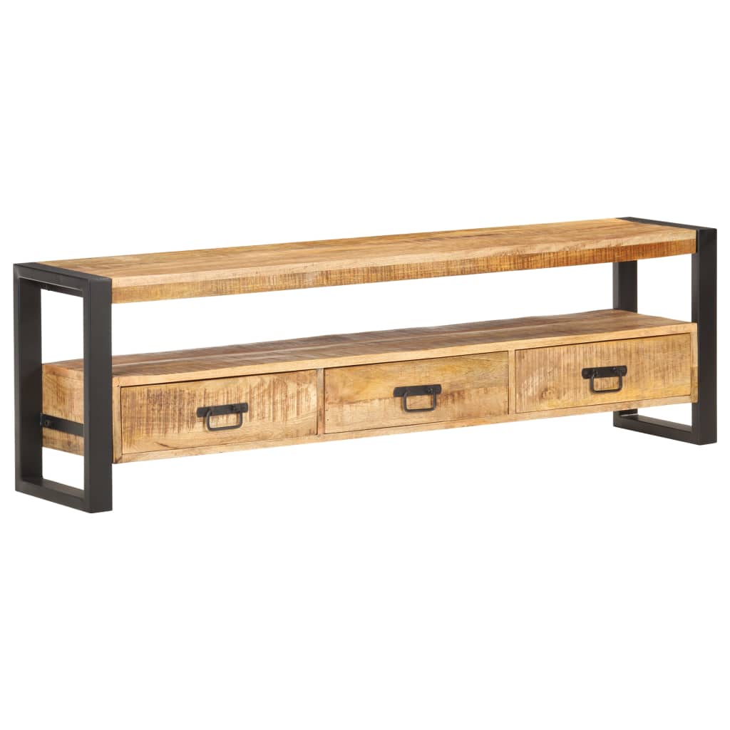 vidaXL Meuble TV 150x30x45 cm Bois massif de manguier brut