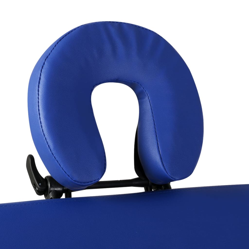 vidaXL Table de massage pliable Bleu 2 zones avec cadre en bois