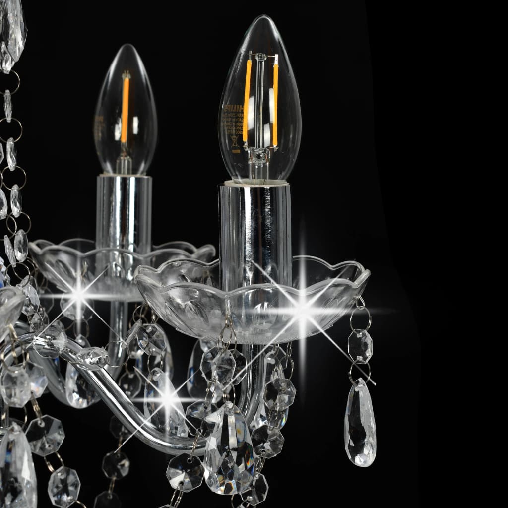 vidaXL Lustre avec perles de cristal Argenté Rond 5 x E14