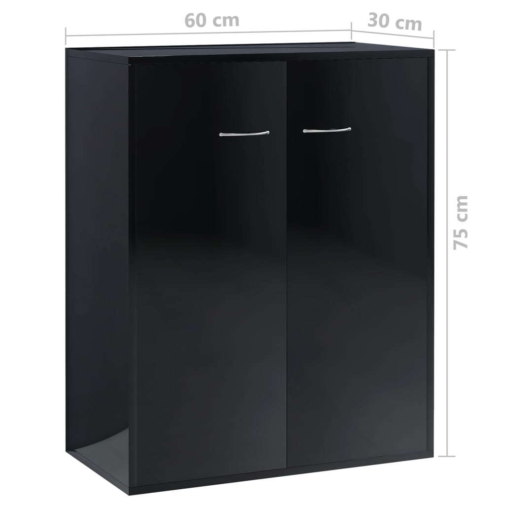 vidaXL Buffet Noir brillant 60x30x75 cm Aggloméré