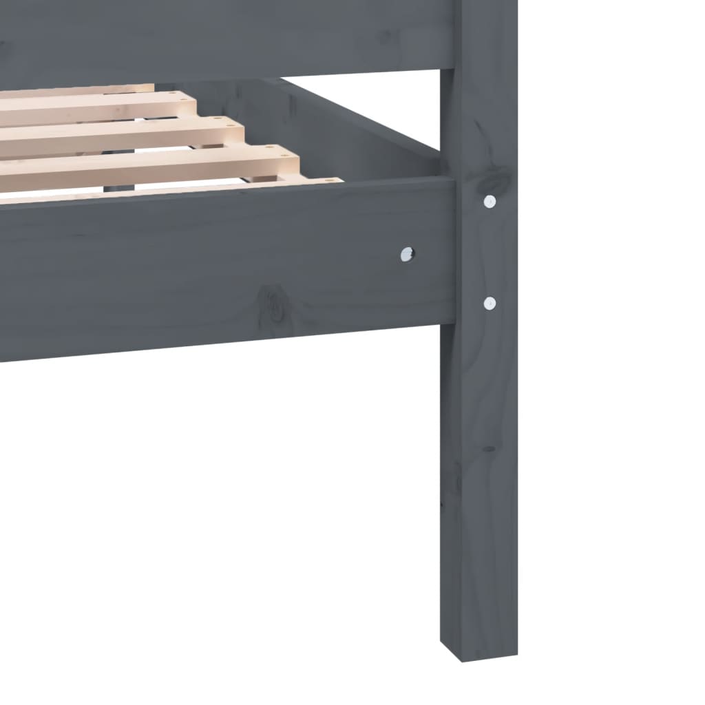 vidaXL Cadre de lit Gris Bois massif 90x200 cm