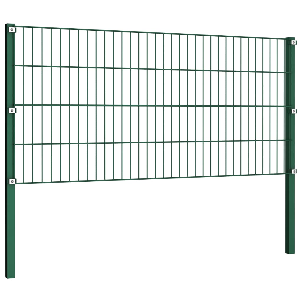 vidaXL Panneau de clôture avec poteaux Fer 15,3 x 0,8 m Vert
