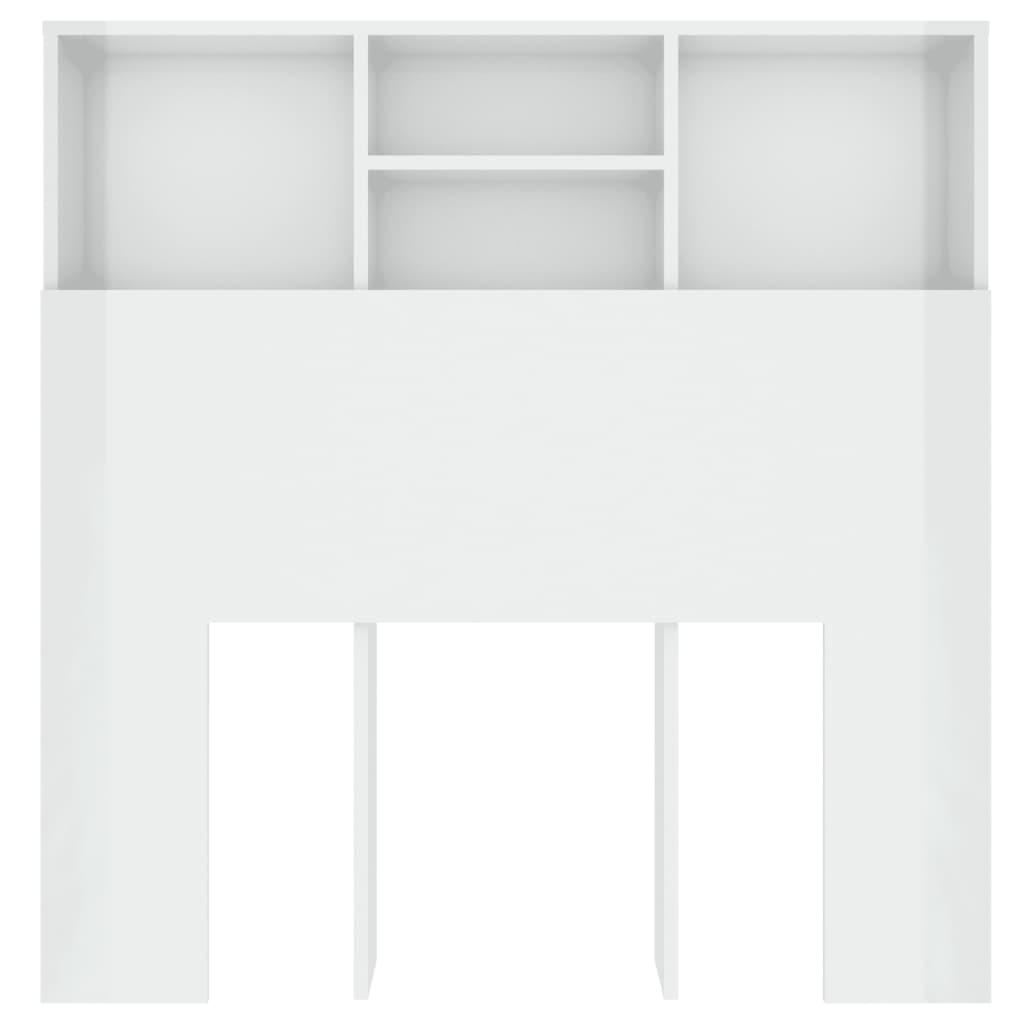 vidaXL Armoire de tête de lit Blanc brillant 100x19x103,5 cm