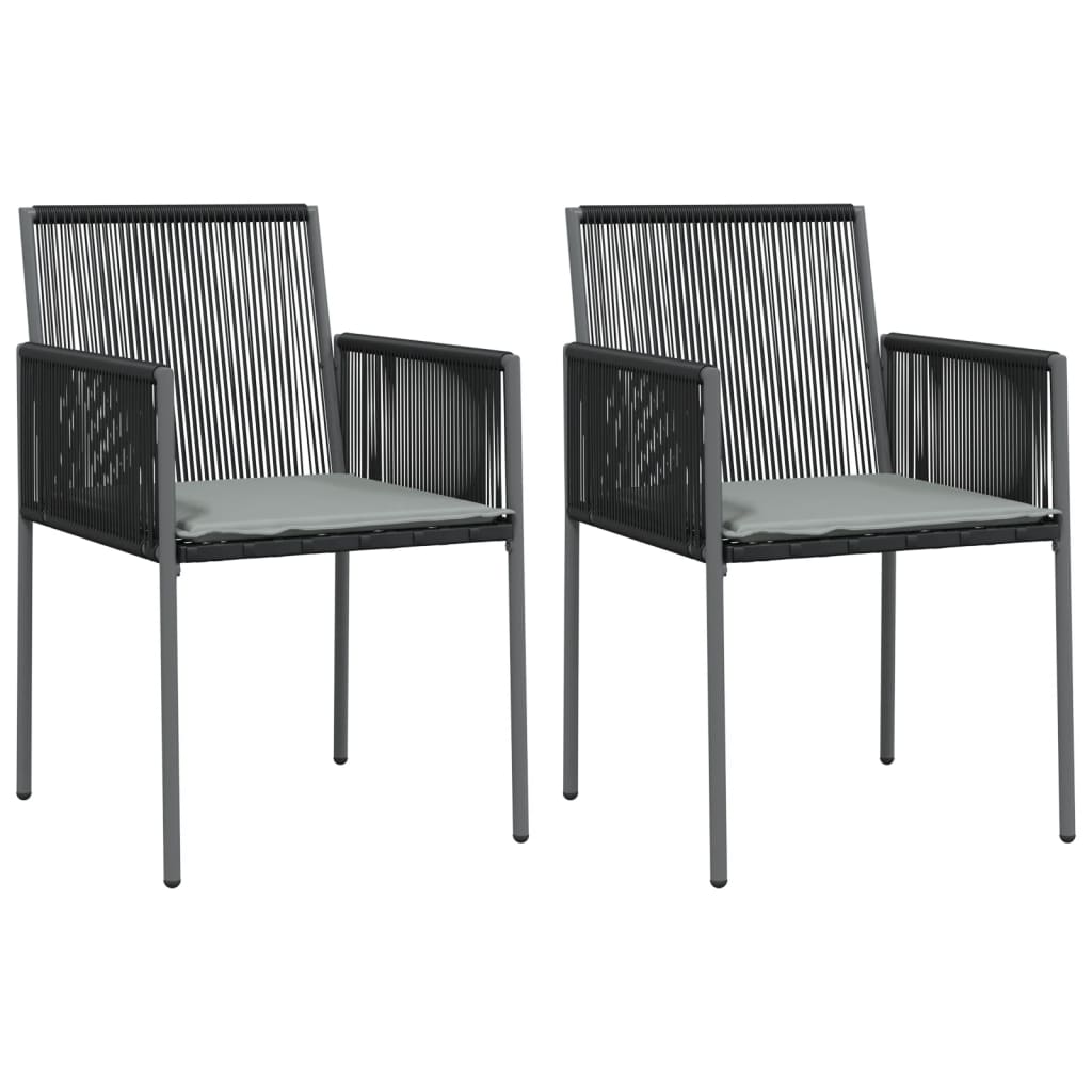 vidaXL Chaises de jardin et coussins lot de 2 noir 54x60,5x83,5 cm