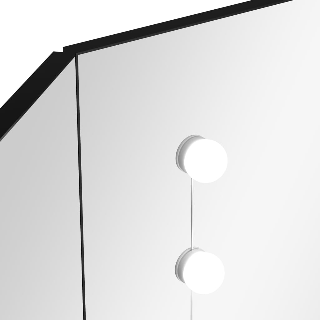 vidaXL Coiffeuse d'angle avec LED Noir 111x54x141,5 cm