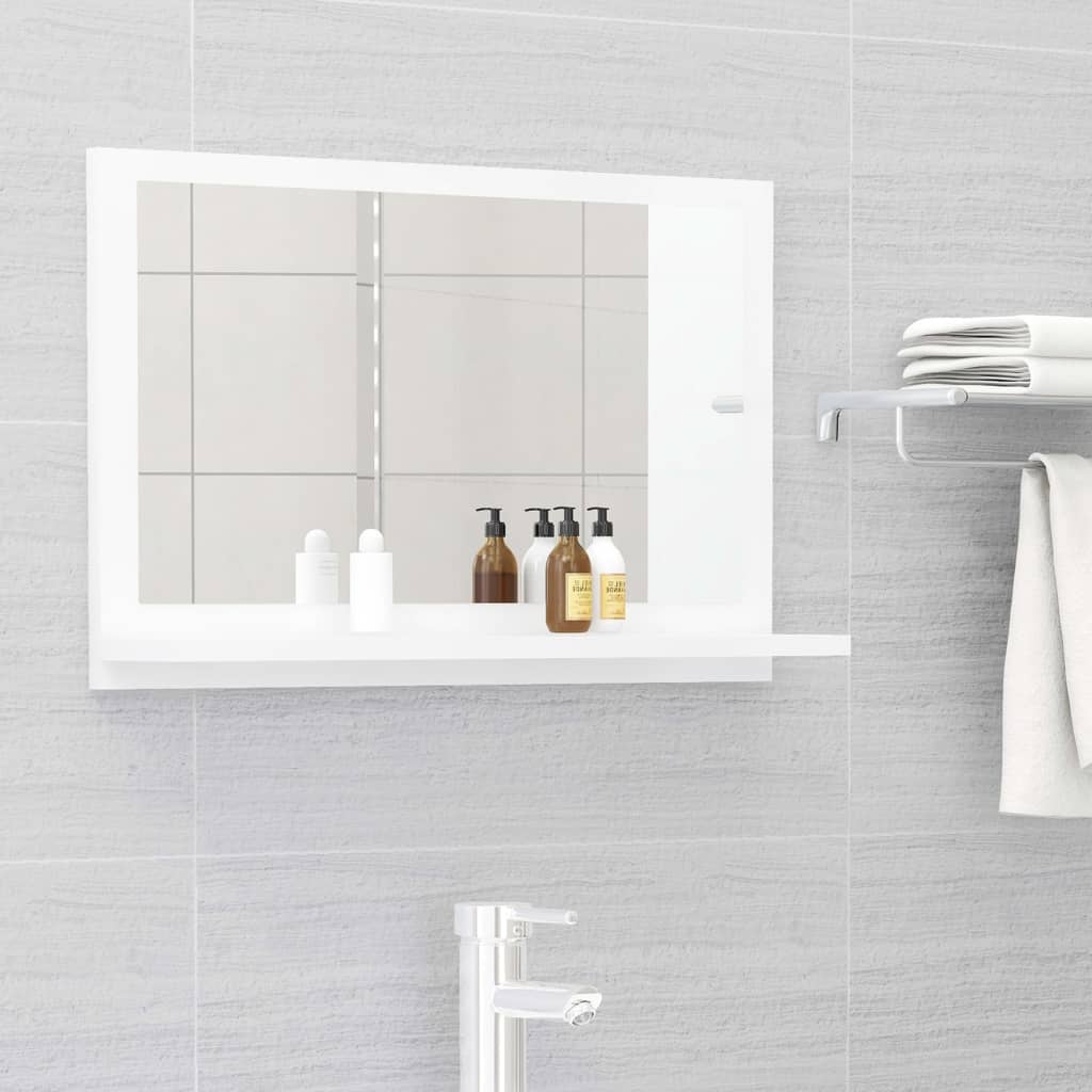vidaXL Miroir de salle de bain Blanc brillant 60x10,5x37 cm Aggloméré