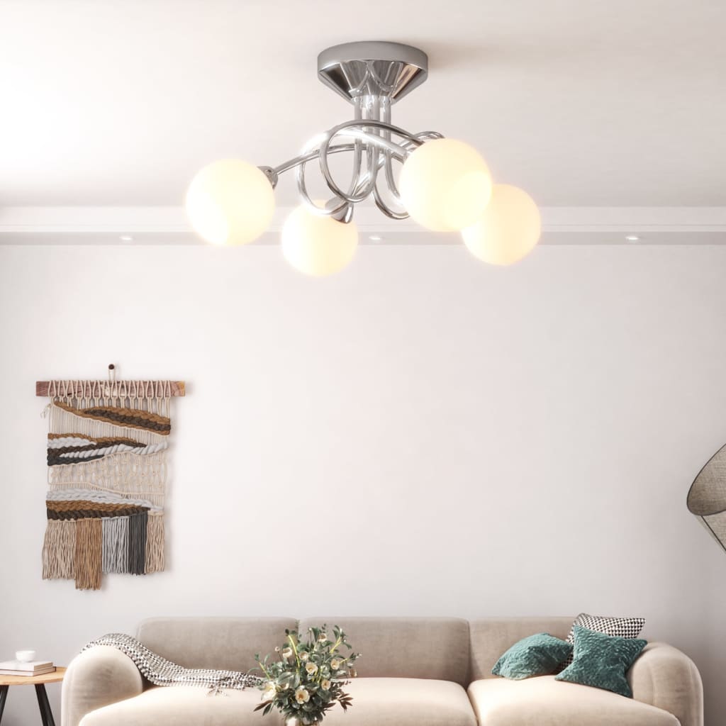 vidaXL Plafonnier avec abat-jour ronds en céramique pour 4 LED G9