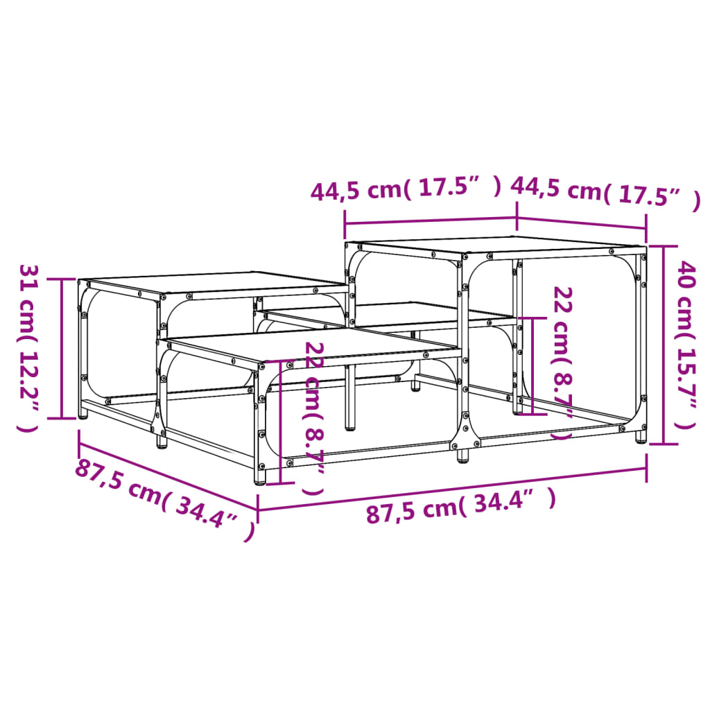 vidaXL Table basse chêne fumé 87,5x87,5x40cm bois d'ingénierie
