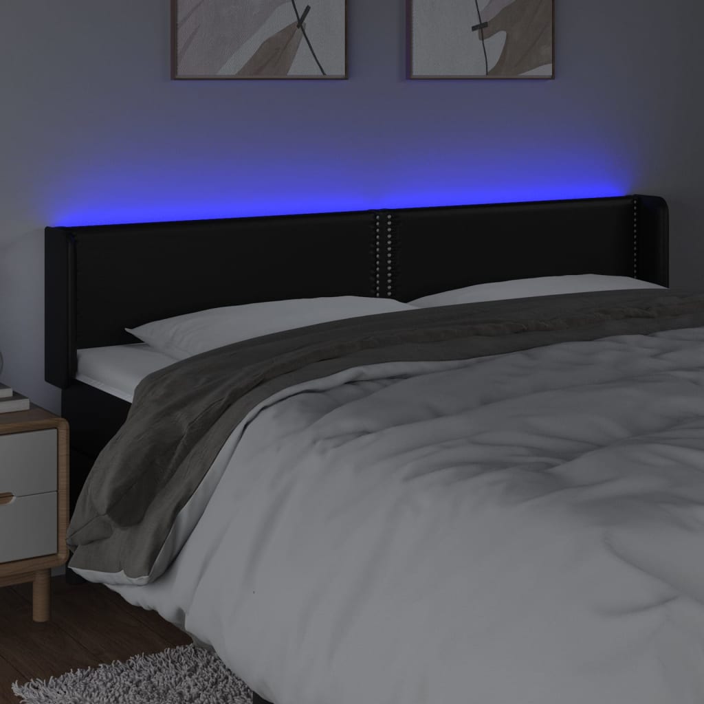 vidaXL Tête de lit à LED Noir 163x16x78/88 cm Similicuir