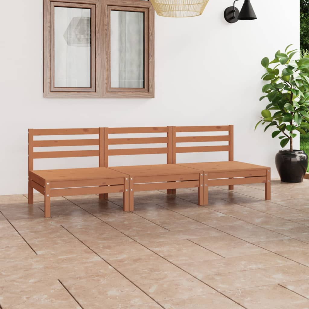 vidaXL Salon de jardin 3 pcs Marron miel Bois de pin massif