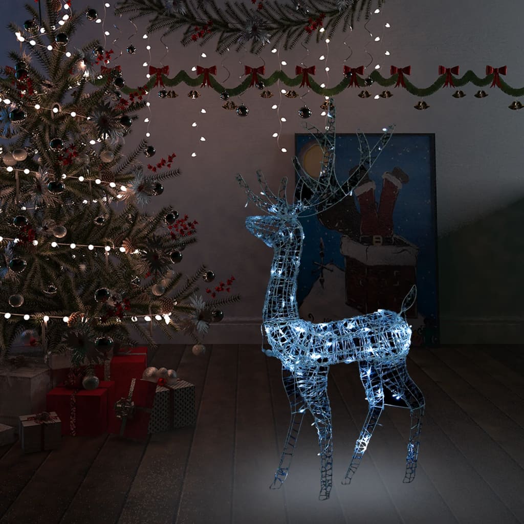 Renne de décoration de Noël Acrylique 140 LED blanc froid 120 cm