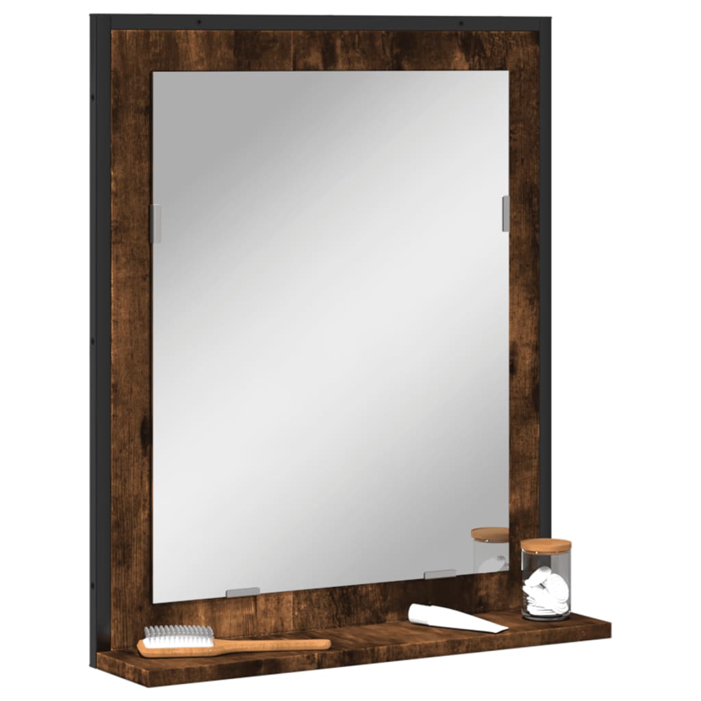vidaXL Miroir de salle de bain et étagère chêne fumé bois d’ingénierie