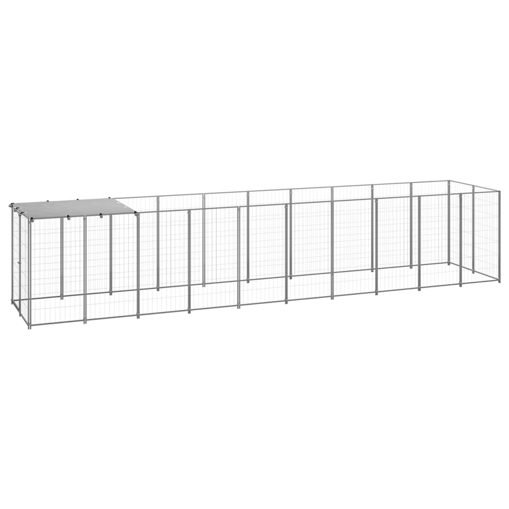 vidaXL Chenil Argenté 6,05 m² Acier