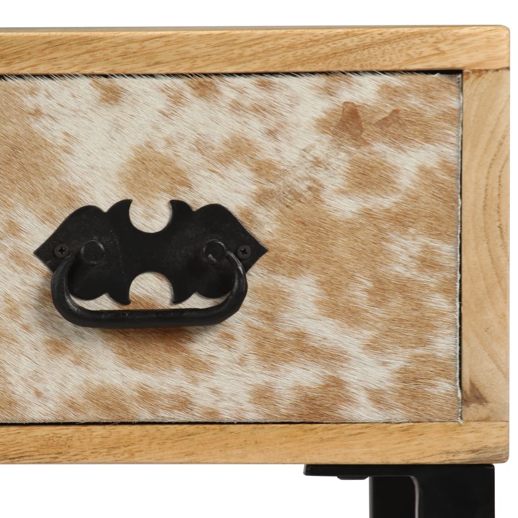 vidaXL Bureau Bois de manguier massif et cuir véritable 117x50x76 cm